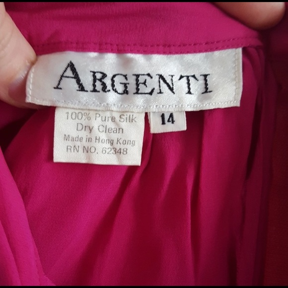 Fuchsia Silk Colorblock Skirt by Argenti - L - Picture 4 of 9